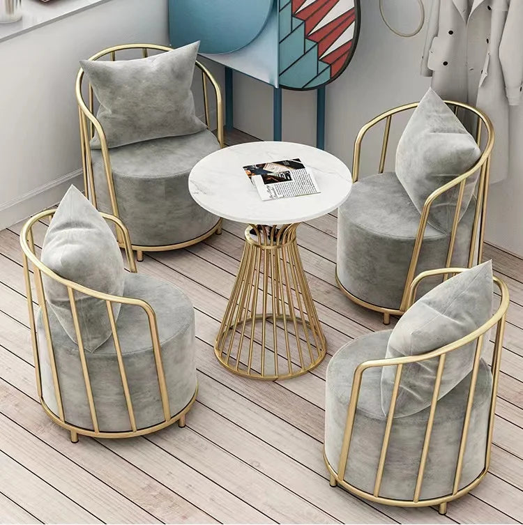 THE MERCHANT New Hot Sale Living Room Round Sofa Set Coffee Table Wrought Iron Gold