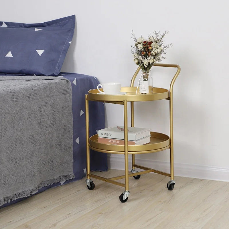 THE MERCHANT Side Table Nordic Living Room Metal End Coffee Bedside Round Gold Set Modern Tea Coffee Wheeled Movable Sliding Side Table