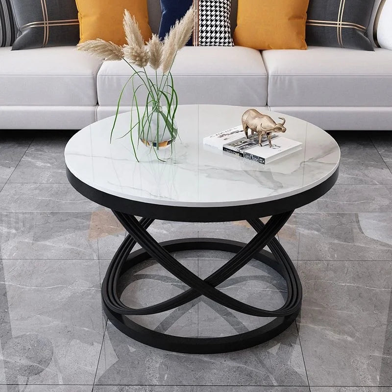 Modern Round Coffee Table for Living Room Dining Bedroom Kitchen Hotel Home Furniture Made of Metal and Marble for Villas
