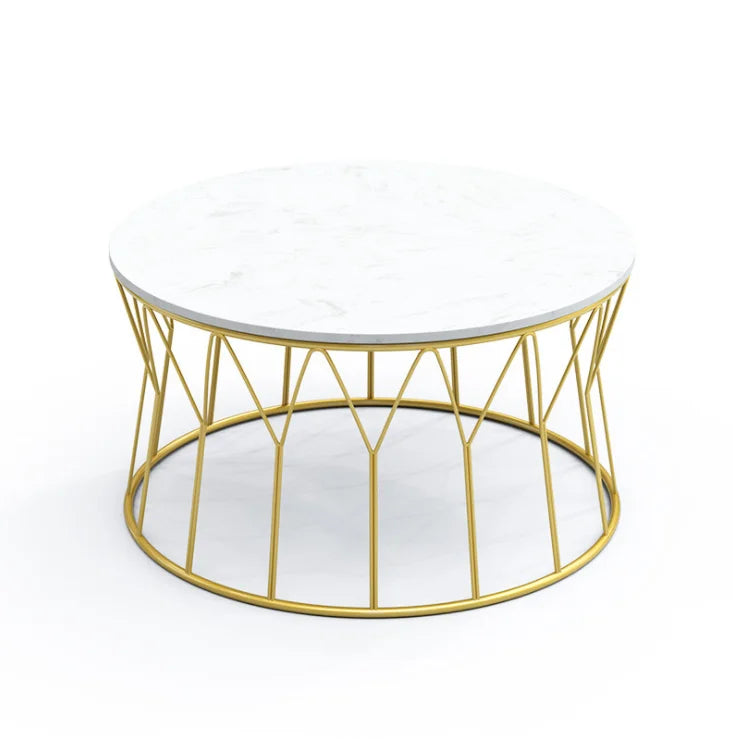 Nordic Wrought Iron Coffee Table Simple Modern Living Room Furniture Small Apartment Table Marble Round Table