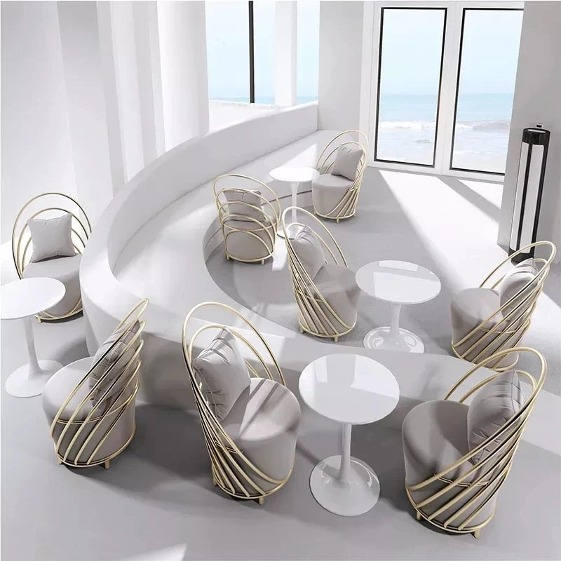 Luxury Cafe Furniture Modern Hotel Chairs Nordic Luxury Velvet Restaurant Negotiating Table Chairs Sofa Chairs