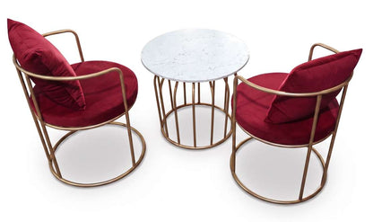 The Merchant Store Table and Chair sets for balcony,indoor Metal Outdoor Chair (MAROON, Set of 3, Pre-assembled)