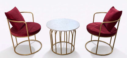 The Merchant Store Table and Chair sets for balcony,indoor Metal Outdoor Chair (MAROON, Set of 3, Pre-assembled)