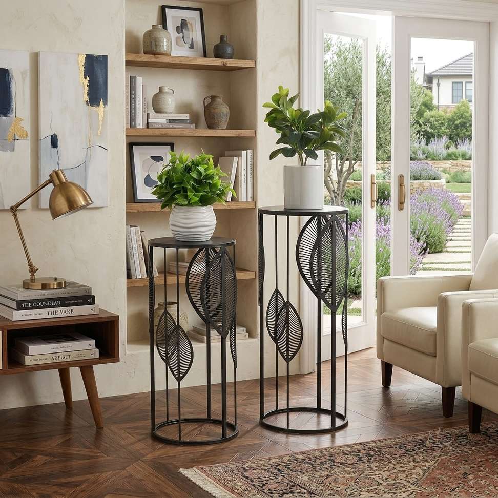 The Merchant Store Metal Side Table (Finish Color - BLACK, Pre-assembled)