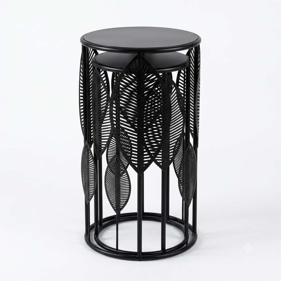 The Merchant Store Metal Side Table (Finish Color - BLACK, Pre-assembled)