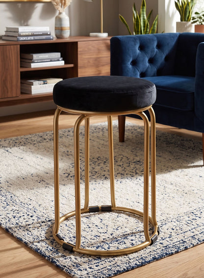 The Merchant Store Industrial Style Metal Bar Stool with Backrest