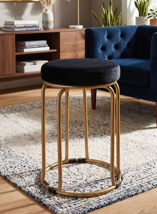 The Merchant Store Industrial Style Metal Bar Stool with Backrest