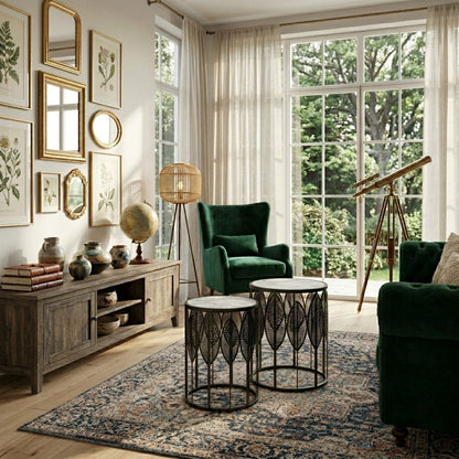 The Merchant Store Laser Cut Design Modern Premium Metal Coffee Table