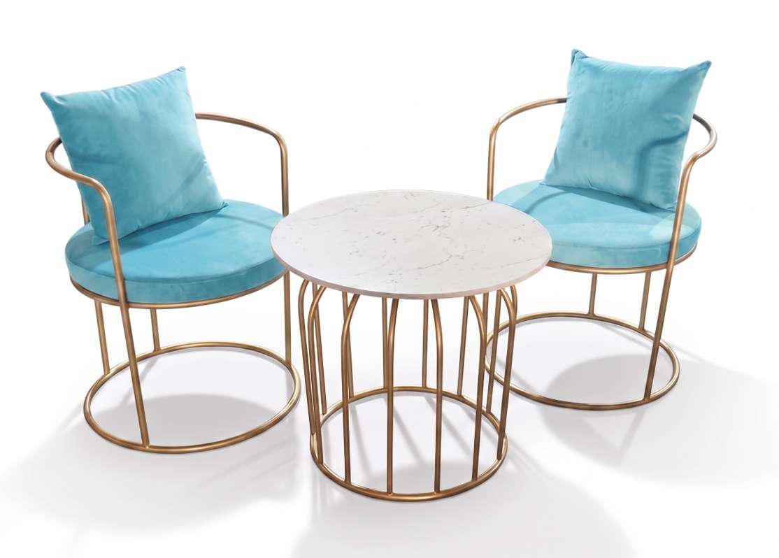 The Merchant Store Metal Outdoor Chair (AQUA, Set of 3, Pre-assembled)