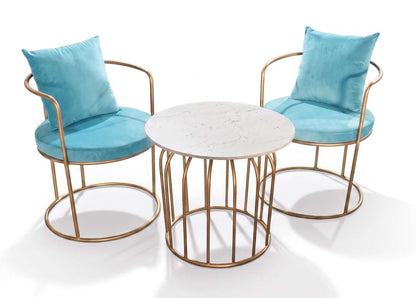The Merchant Store Metal Outdoor Chair (AQUA, Set of 3, Pre-assembled)