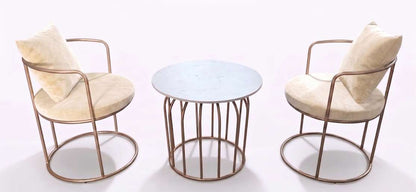 The Merchant Store Table and Chair sets for balcony,indoor Metal Outdoor Chair (BEIGE, Set of 3, Pre-assembled)