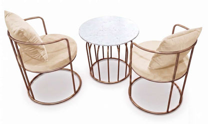 The Merchant Store Table and Chair sets for balcony,indoor Metal Outdoor Chair (BEIGE, Set of 3, Pre-assembled)