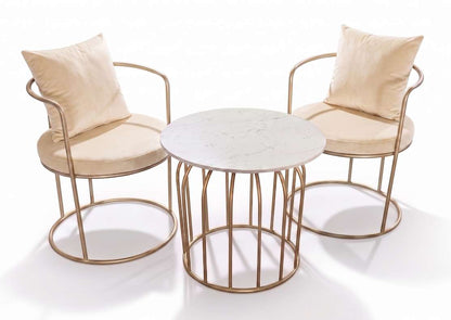 The Merchant Store Table and Chair sets for balcony,indoor Metal Outdoor Chair (BEIGE, Set of 3, Pre-assembled)
