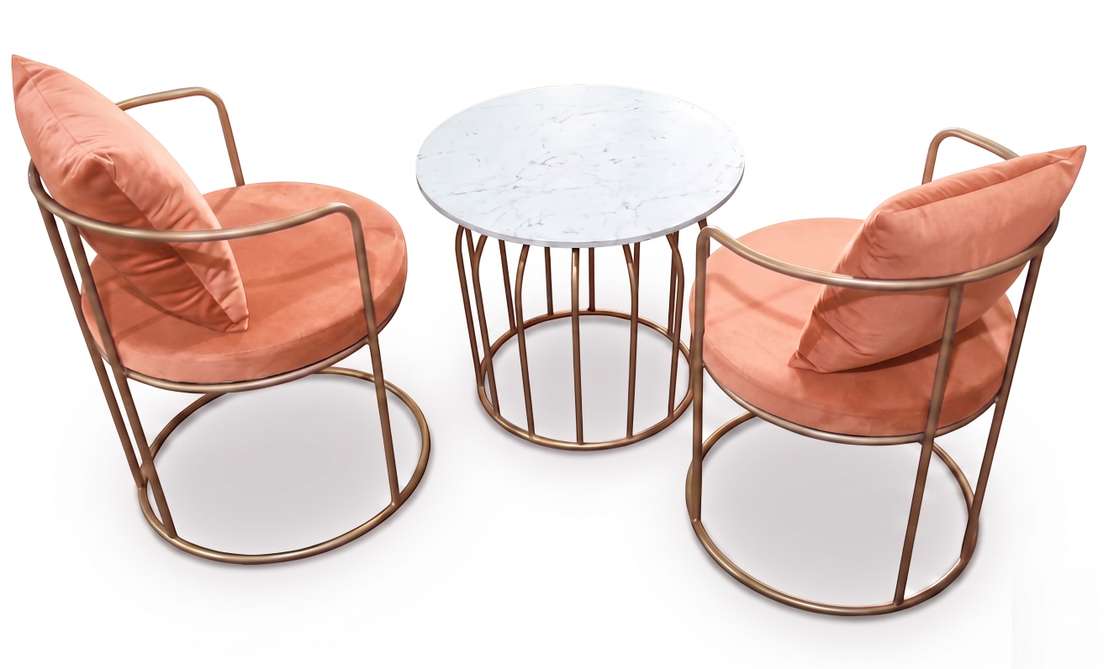 The Merchant Store Metal Outdoor Chair (PEACH, Set of 3, Pre-assembled)