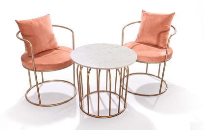 The Merchant Store Metal Outdoor Chair (PEACH, Set of 3, Pre-assembled)