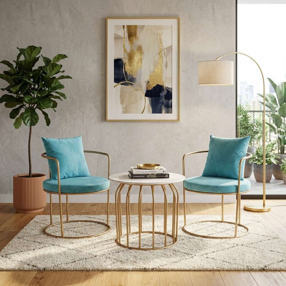 The Merchant Store Metal Outdoor Chair (AQUA, Set of 3, Pre-assembled)