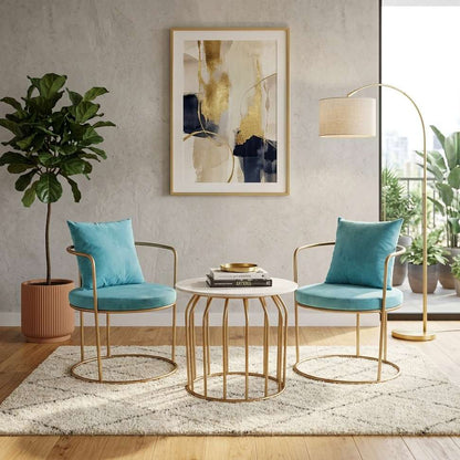 The Merchant Store Metal Outdoor Chair (AQUA, Set of 3, Pre-assembled)