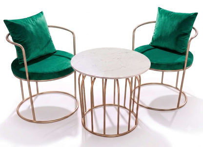 The Merchant Store Table and Chair sets for balcony,indoor Metal Cafeteria Chair (GREEN, Set of 3, Pre-assembled)