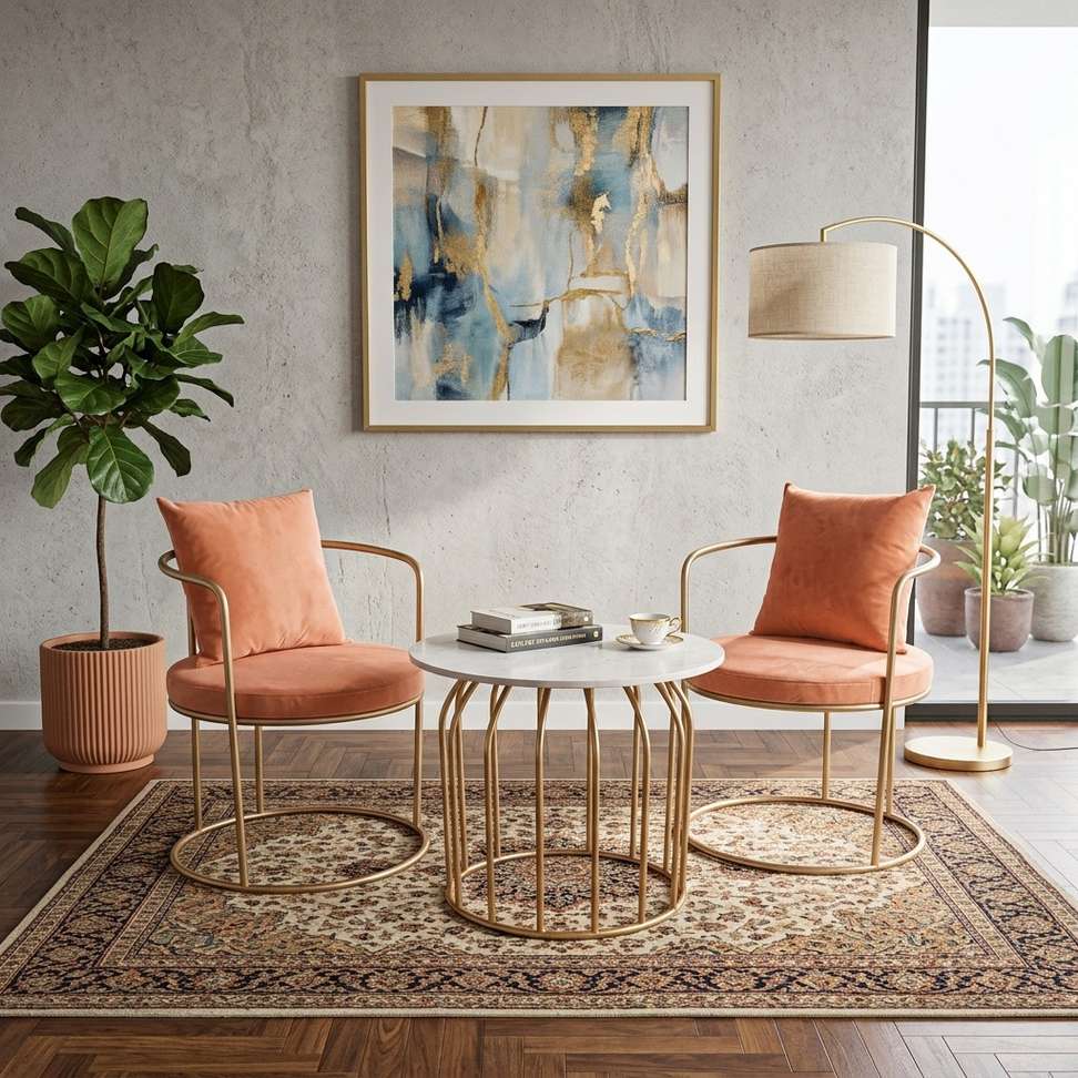 The Merchant Store Metal Outdoor Chair (PEACH, Set of 3, Pre-assembled)