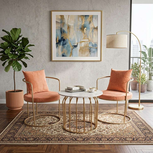 The Merchant Store Metal Outdoor Chair (PEACH, Set of 3, Pre-assembled)
