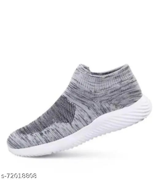 Grey Solid Running Shoes For Men