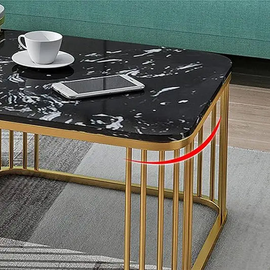 Modern Luxury Iron Nesting Coffee Table Set 2-Piece Multi-Functional Square Design Easy Assembly Living Room Furniture for Home