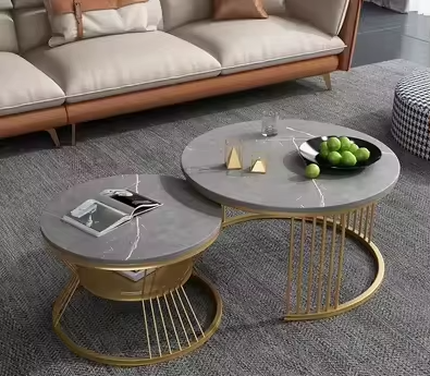 Round Modern MDF Marble Top Coffee Tables