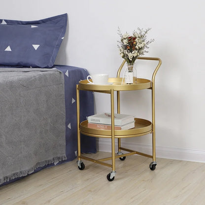 THE MERCHANT Side Table Nordic Living Room Metal End Coffee Bedside Round Gold Set Modern Tea Coffee Wheeled Movable Sliding Side Table
