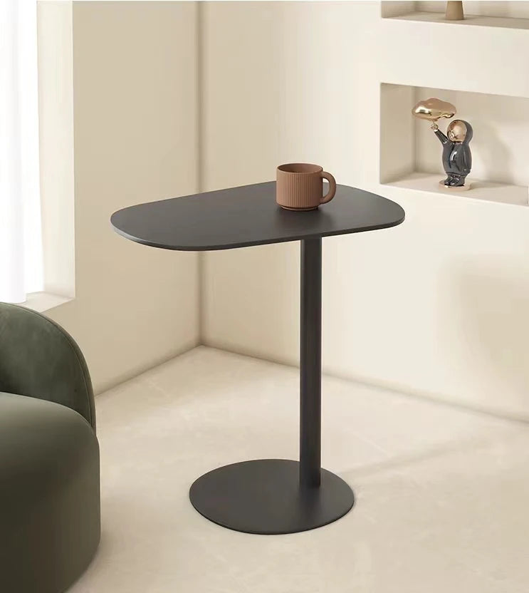 Modern Design Sense Iron Adjustable Side Table for Living Room Home Coffee Table with Metal Panel Wood Style