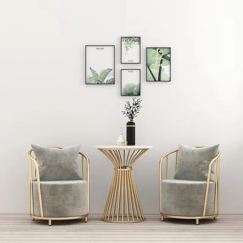 THE MERCHANT New Hot Sale Living Room Round Sofa Set Coffee Table Wrought Iron Gold