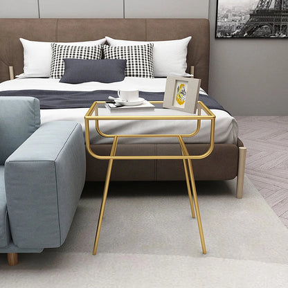 Simple and Characteristic Hotel Living Room Bedroom Tempered Glass Coffee Table Double Bedside Table