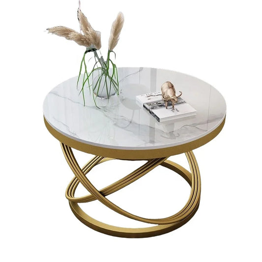 Modern Round Coffee Table for Living Room Dining Bedroom Kitchen Hotel Home Furniture Made of Metal and Marble for Villas