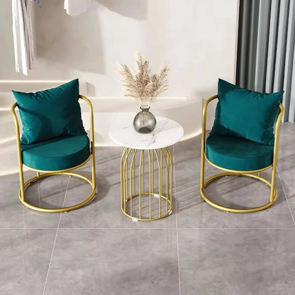 THE MERCHANT STORE Modern Soft Metal Restaurant Coffee Shop Dining Table Chair Combination Set for Home, Hotel Villa Use