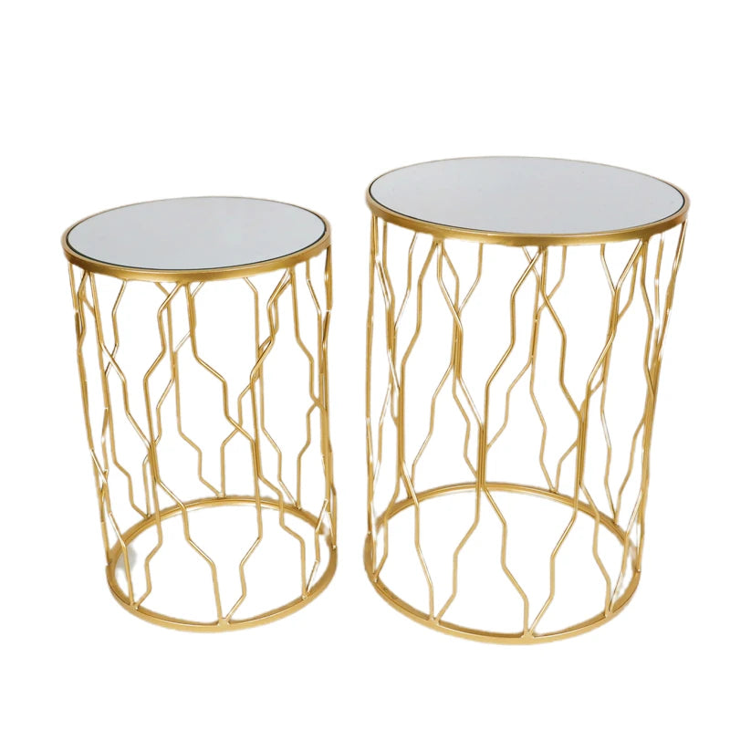 Coffee Tables Set Modern Classic Design Side End Table Luxury Golden Mirror Speaker Metal Iron Living Room Furniture 1 Nest Ming