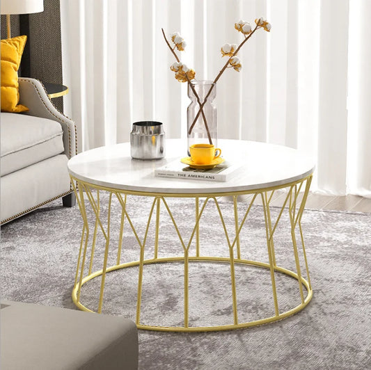 Nordic Wrought Iron Coffee Table Simple Modern Living Room Furniture Small Apartment Table Marble Round Table