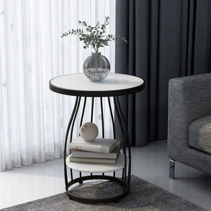 Gold Frame Nordic Luxury Wooden Iron Bedroom Side Table for Living Room