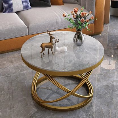 Modern Round Coffee Table for Living Room Dining Bedroom Kitchen Hotel Home Furniture Made of Metal and Marble for Villas