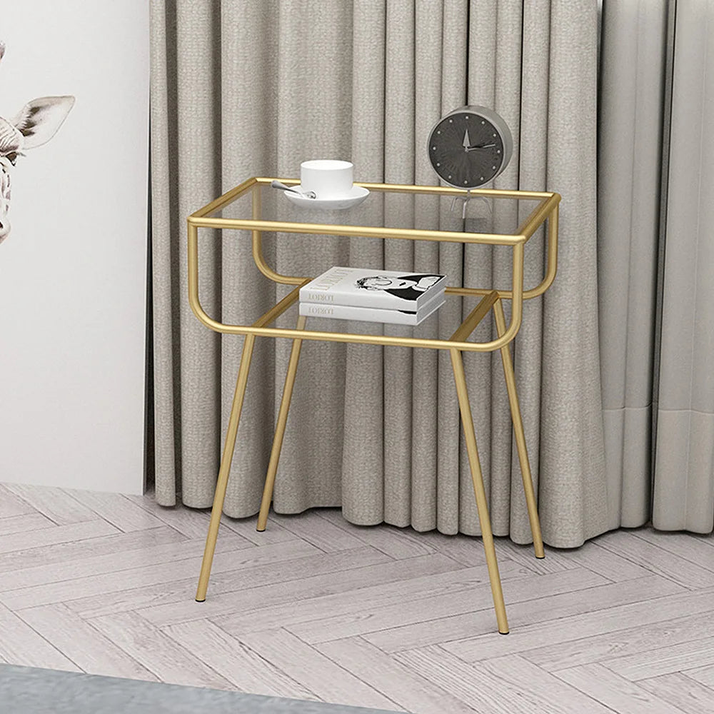 Simple and Characteristic Hotel Living Room Bedroom Tempered Glass Coffee Table Double Bedside Table
