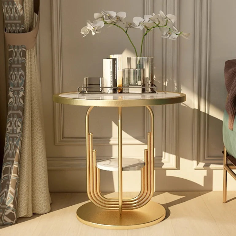 Hot Sale Home Furniture Side Table for Living Room Marble Coffee Table Stainless Steel Side Table