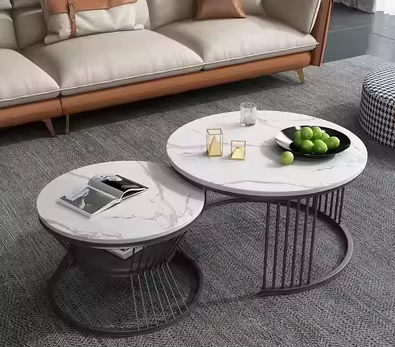 Round Modern MDF Marble Top Coffee Tables