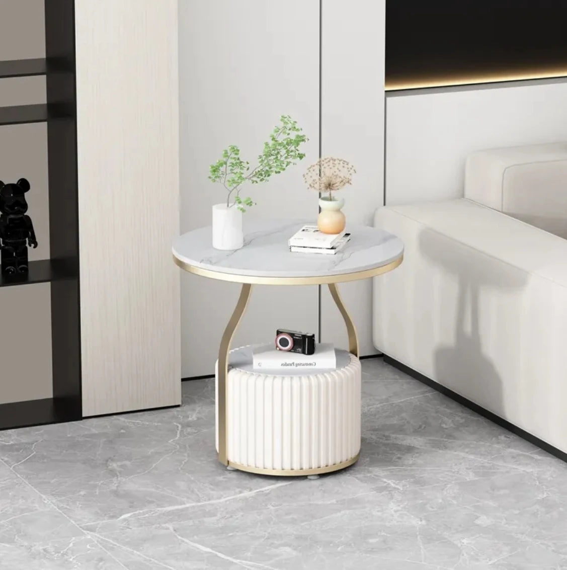 Light Luxury Side Table Modern Living Room Double Coffee Table Apartment Balcony Small Round Table