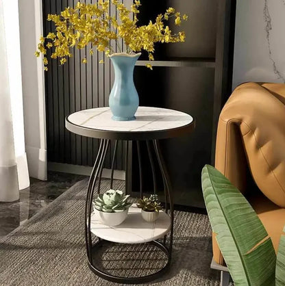 Gold Frame Nordic Luxury Wooden Iron Bedroom Side Table for Living Room