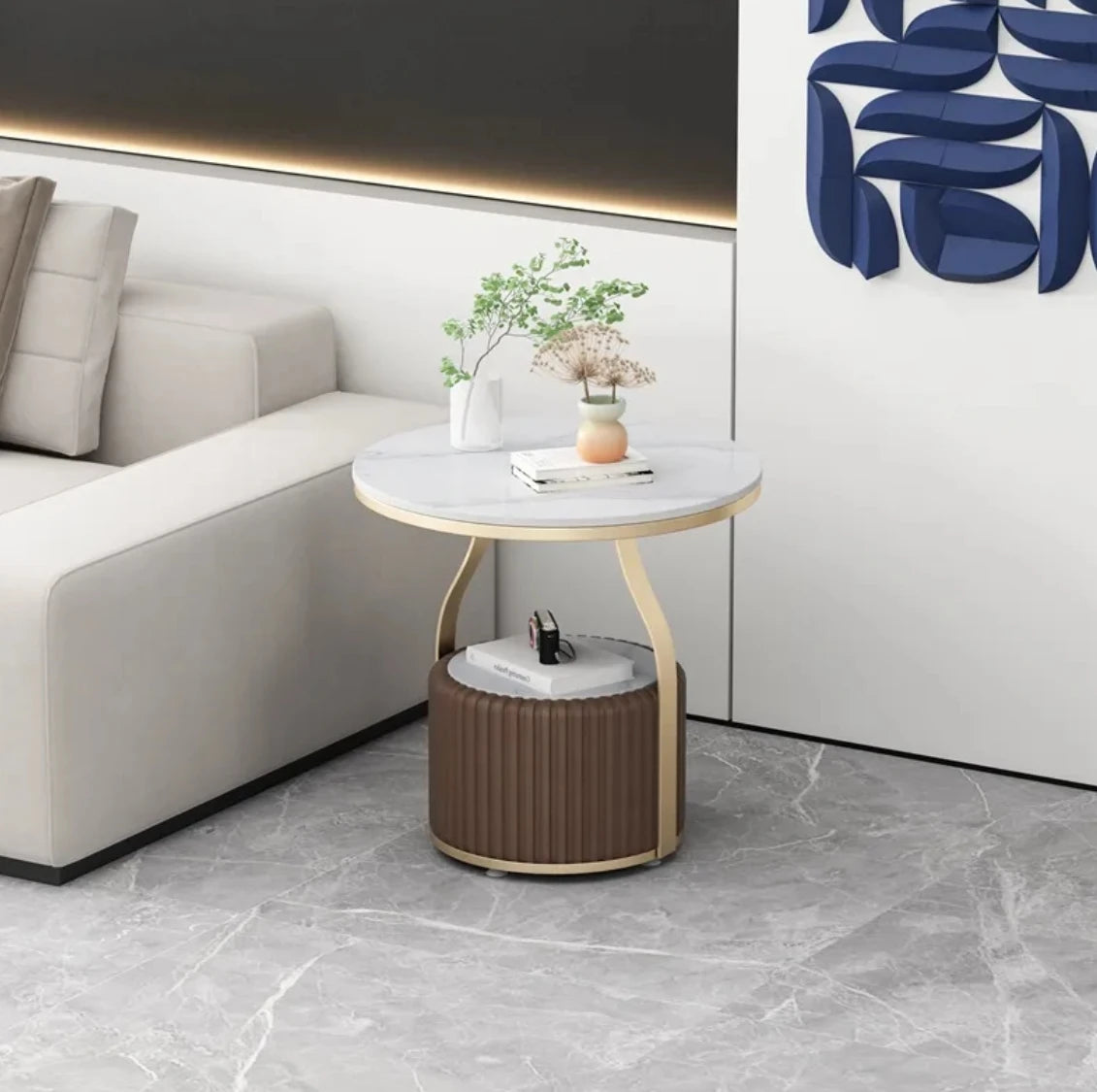 Light Luxury Side Table Modern Living Room Double Coffee Table Apartment Balcony Small Round Table