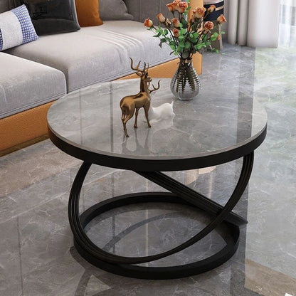 Modern Round Coffee Table for Living Room Dining Bedroom Kitchen Hotel Home Furniture Made of Metal and Marble for Villas