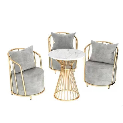 THE MERCHANT New Hot Sale Living Room Round Sofa Set Coffee Table Wrought Iron Gold
