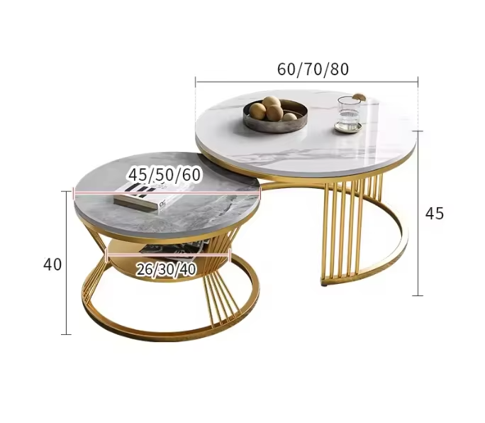 Round Modern MDF Marble Top Coffee Tables