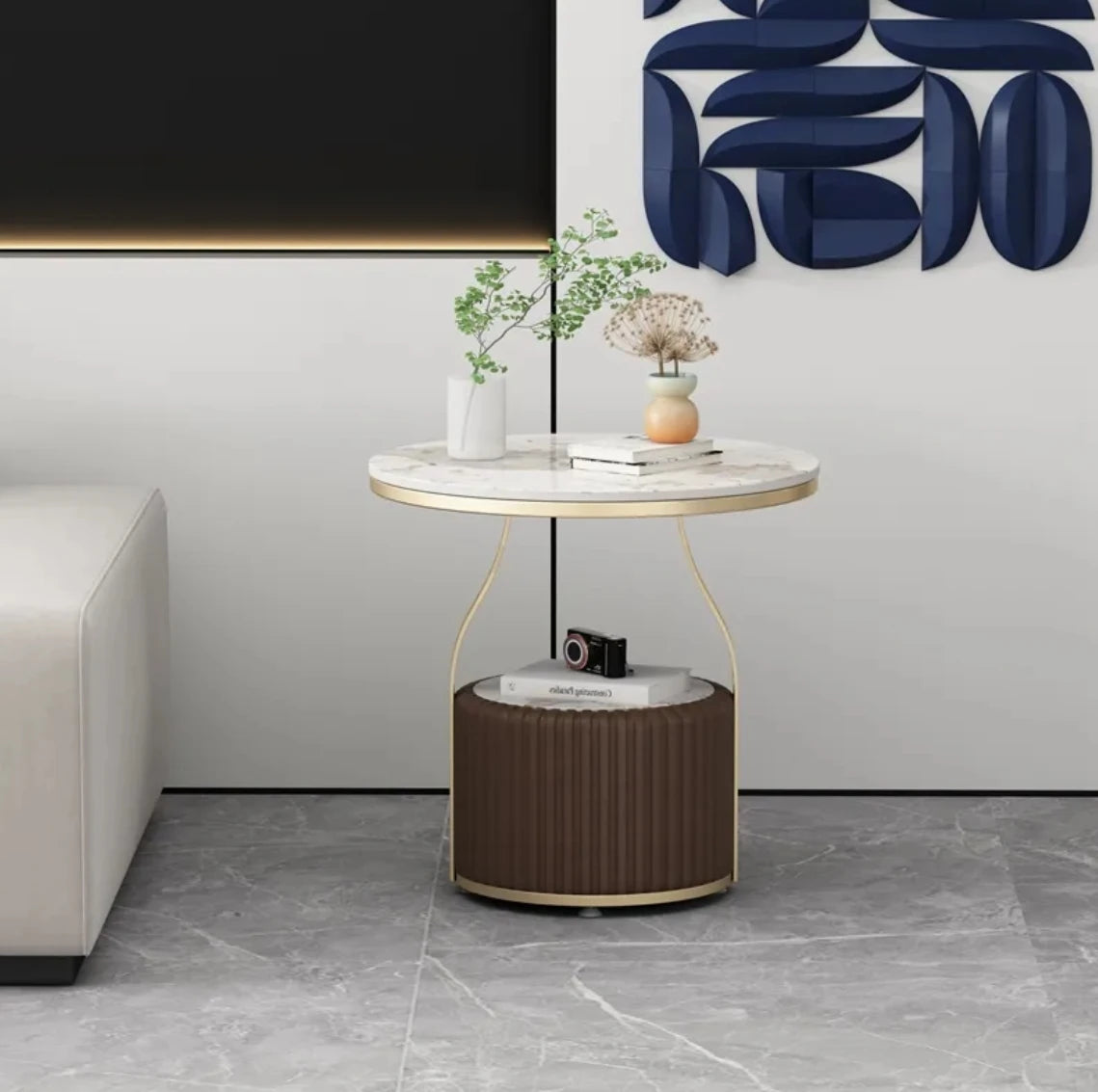 Light Luxury Side Table Modern Living Room Double Coffee Table Apartment Balcony Small Round Table