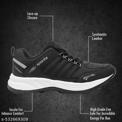 SW-Freesole Dailywear Black Sports Shoes For Men