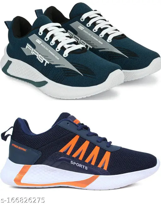 Free Kicks Combo of 2 FK- 566 & 394 Running Sports Shoes