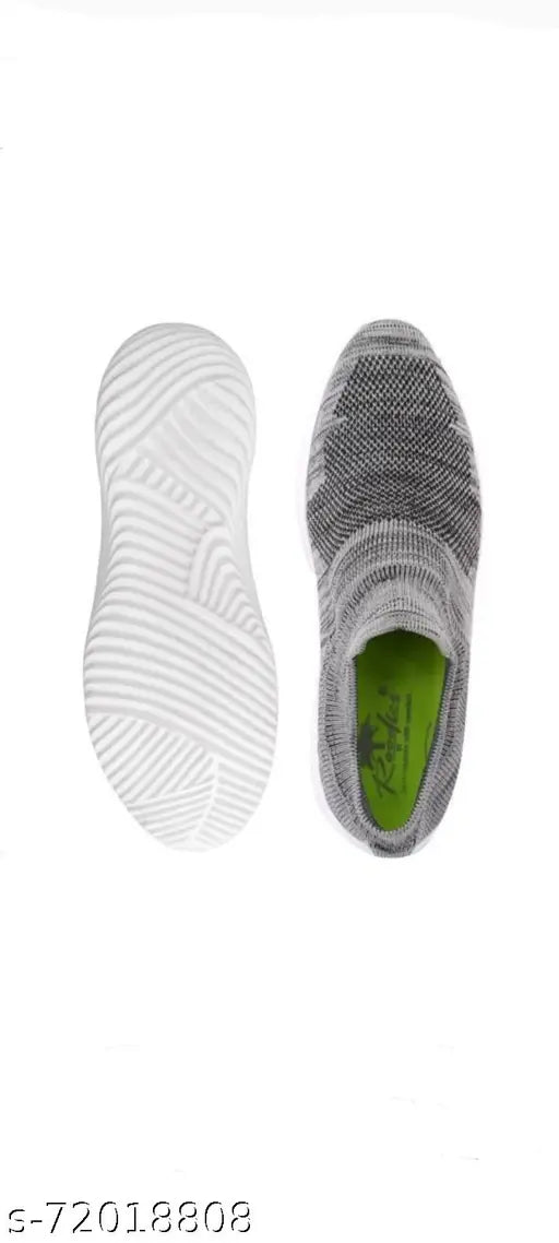 Grey Solid Running Shoes For Men